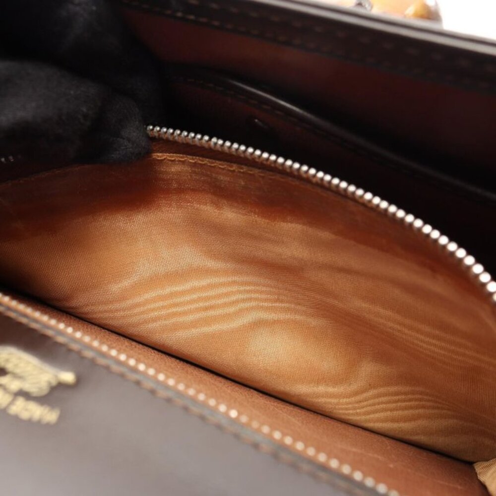 ★SOLD★ Gucci Handbag Vintage Bamboo Dark Brown Leather - Picture 5 of 13